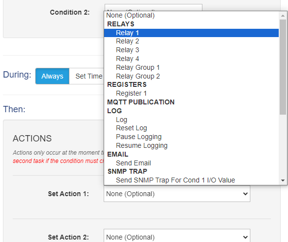 Determining THEN output actions