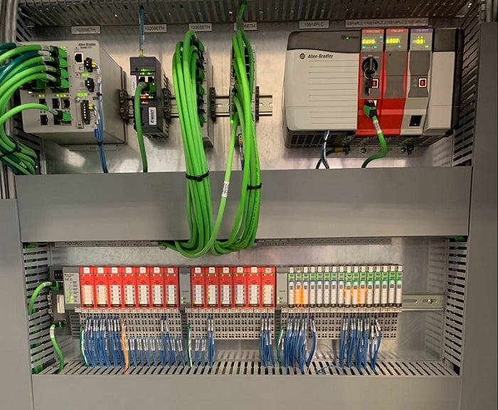 A PLC and I/O cabinet under construction